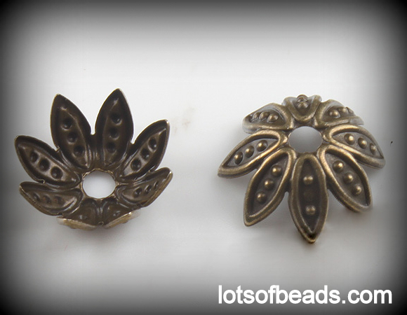 Pointy Petal Bronze Bead Cap